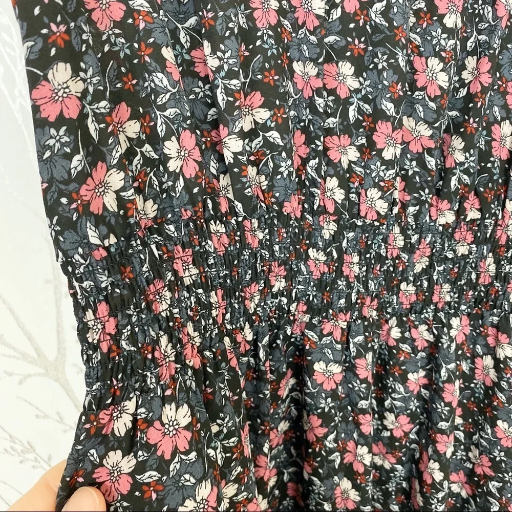 Nanette Lapore Mini Floral Mock neck Black Dress 8